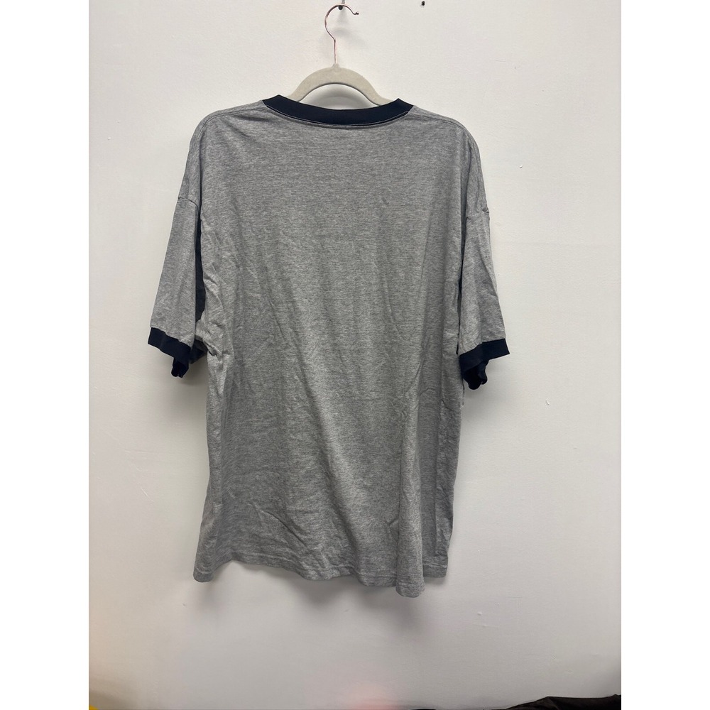 Vintage 90s Nike Spellout Swoosh Gray Ringer T-Shirt Large Faded Distressed‎ - Picture 3 of 6